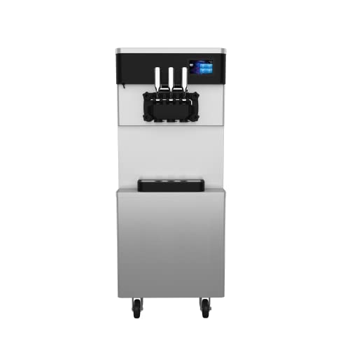 Commercial Ice Cream Maker Machine - 3 Flavors Soft Serve Ice Cream Machine, 5.3 to 7.4 Gallons Per Hour, Auto Clean LED Panel, for Bars, Restaurants and Other Establishments