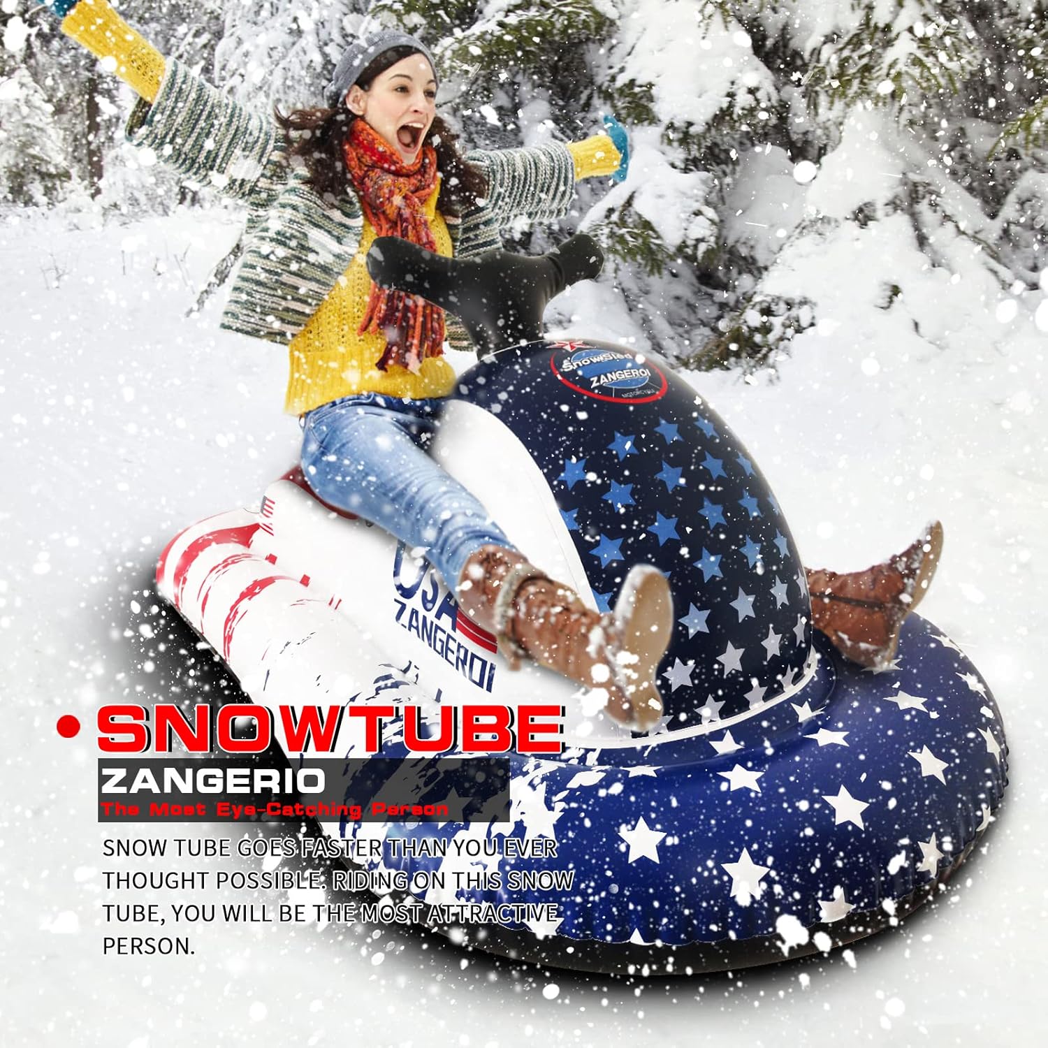 Snow Tube Snow Tubes for Sledding Snow Sled for Kids Snow Sleds for Kids and Adult Snow Tubes for Sledding Kids Snow Tube Heavy Duty Inflatable Snowmobile Snow Sled Snow Tubes for Adults Pack of 2