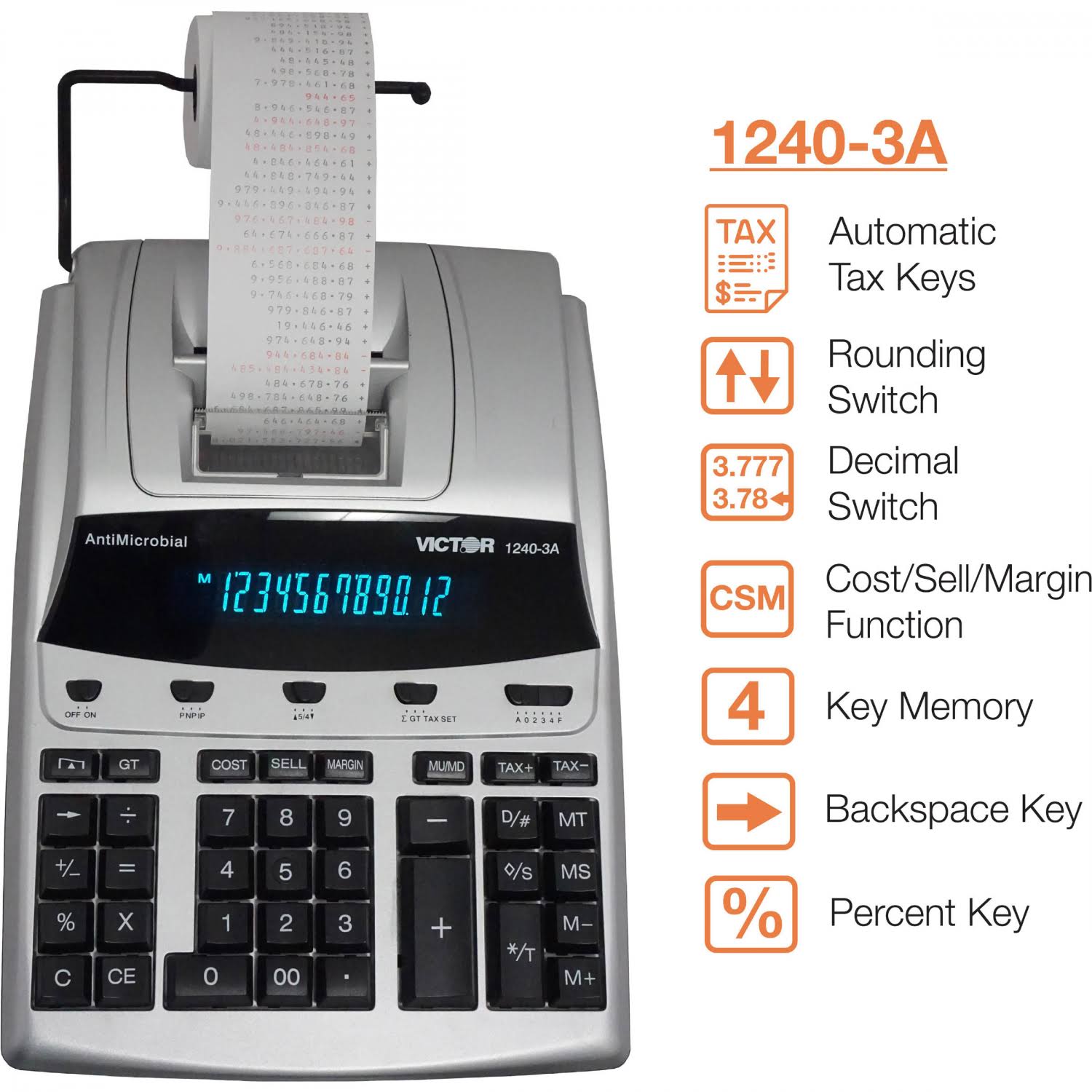 Victor 1240-3A Antimicrobial Printing Calculator - VCT12403A