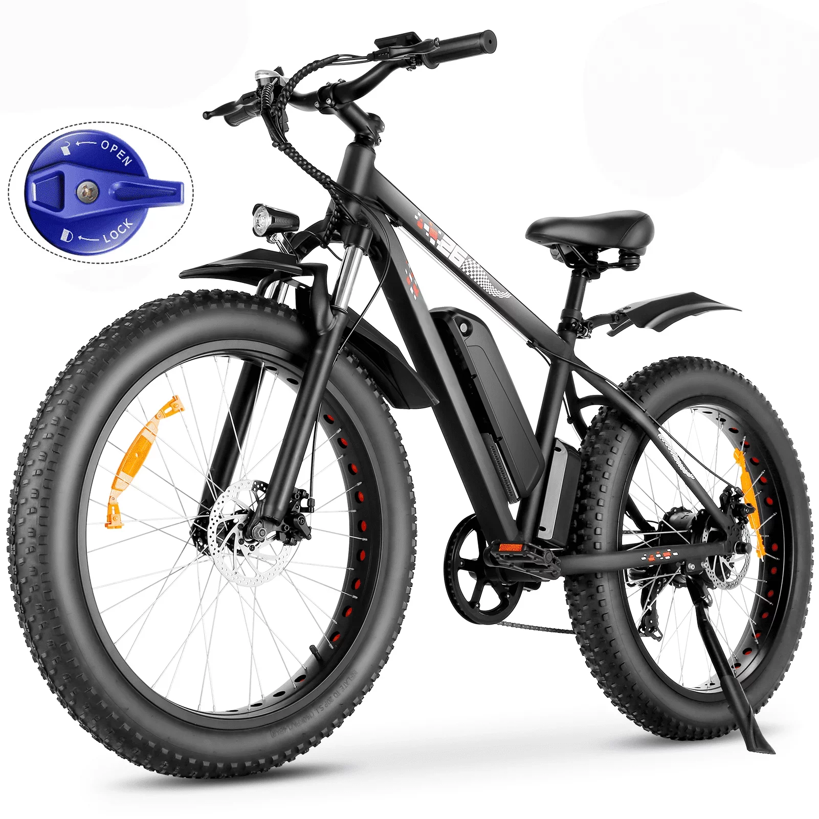 Electric Bike, 26" 4.0 Fat Tire Electric Bike for Adults 500W Adult Electric Bicycles Electric Mountain Bike with 48V 10.4Ah Battery and Lockable Suspension Fork Ebike for Mountain Beach Snow