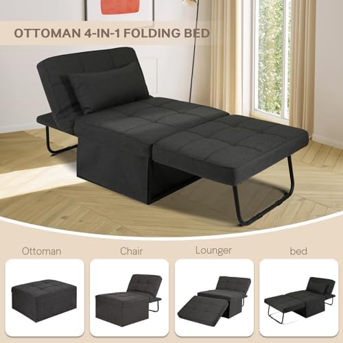 RUNFAYBIU Sleeper Chair Sofa Bed 4-in-1 Convertible Futon Chair Multi- Couch Folding Ottoman with Adjustable Backrest for Living Room Apartment Office  29\u201D Width（Beige）