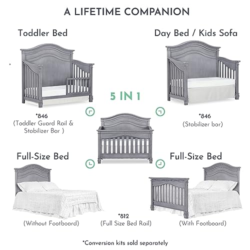 Evolur Cheyenne 5 in 1 Full Panel Convertible Crib in Antique Brown