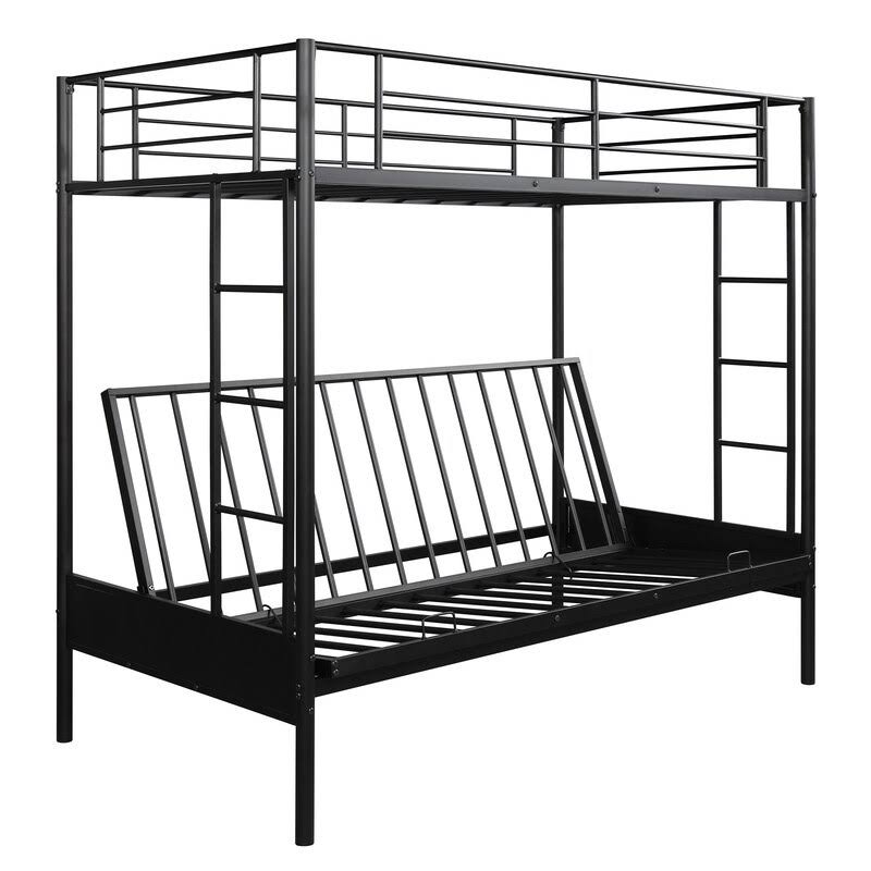 AOOLIVE Twin Over Full Metal Bunk Bed, Multi-Function, Black