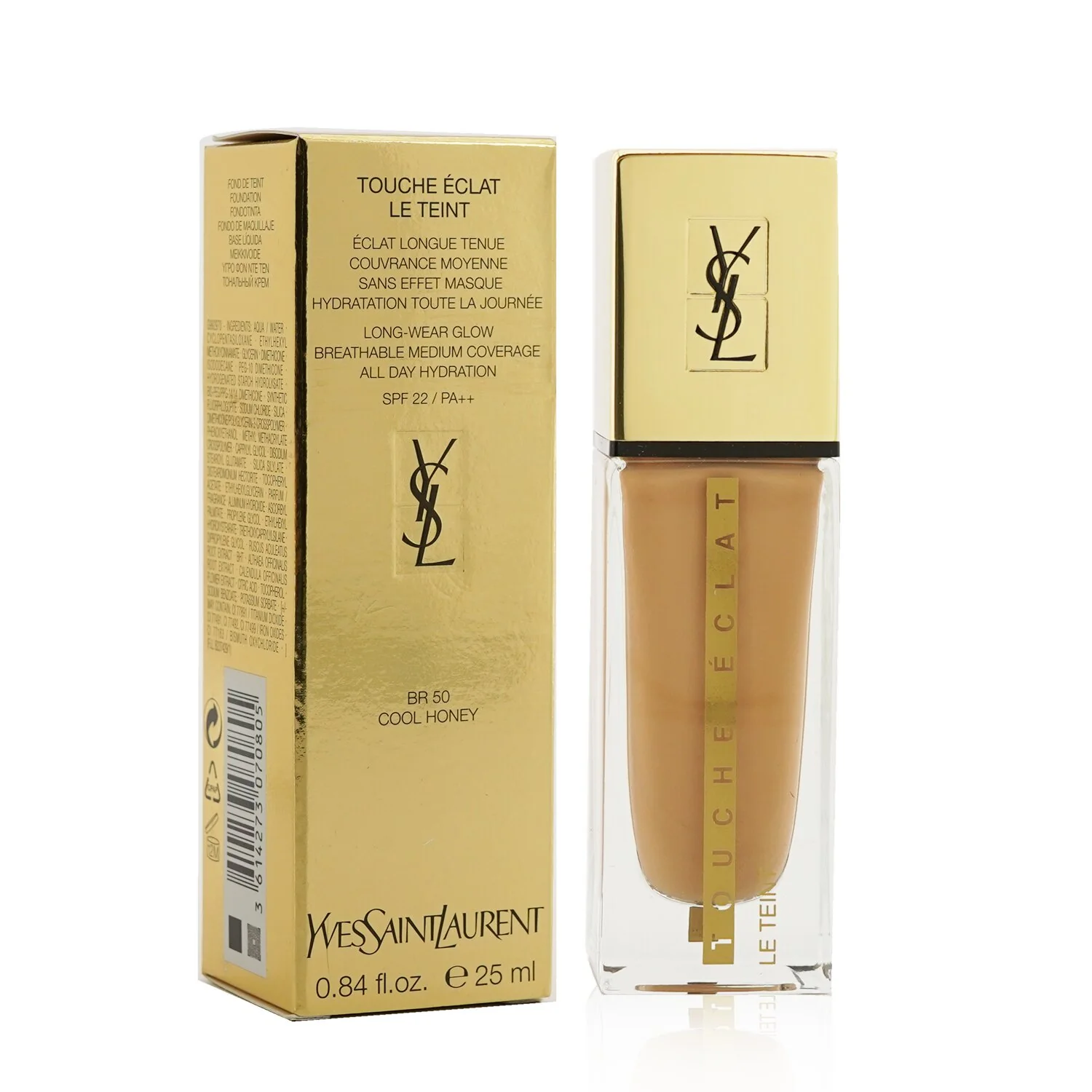 Yves Saint Laurent Touche Eclat Le Teint Long Wear Glow Foundation SPF22 - # B50 Honey  25ml/0.84oz
