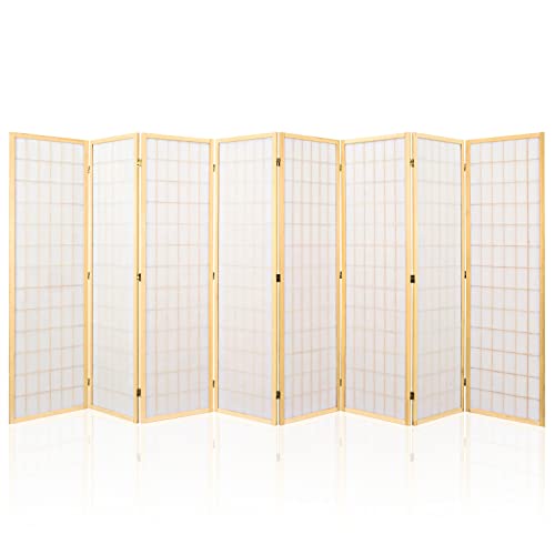 8 Panel Room Divider, Japanese Room Divider, Shoji Screen Room Divider, Folding Screen, Japanese Style, 5.6 Ft, Black