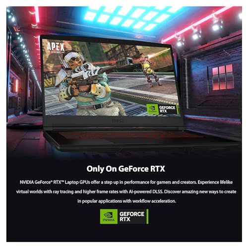 MSI THIN GF63 Gaming Laptop, 15.6" FHD Display, Intel Core i5-12450H. 32 GB DDR4 RAM, 1 TB PCIe SSD, NVIDIA GeForce RTX 2050, Backlit Keyboard, Windows 11 Home, Black