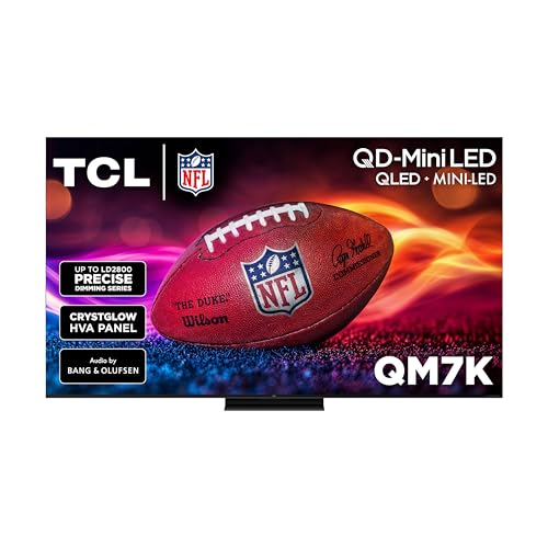 TCL 55-Inch Class QM7K Series QD-Mini LED 4K UHD Google Smart TV Best Premium Mini-LED TV - QLED, 144hz, 240hz Gaming Rate, Anti-Reflective Screen, Bang & Olufsen Audio, Atmos (55QM7K, 2025 Model)