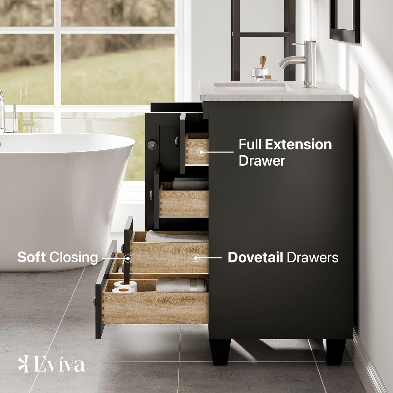 Eviva EVVN30-24X18ES Happy 24" x 18" Espresso Bathroom Vanities