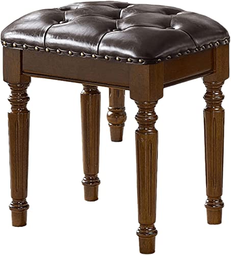 Vanity Bench with Padded Cushion, Vanity Chair Dressing Stool Wooden Stool Solid Wood Dressing Table Stool Piano Stool Bedroom Bedside Stool Makeup Stool