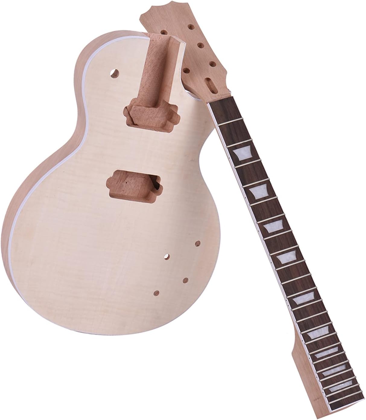 HHOP LP Style Unfinished Electric Guitar DIY Kit Set Mahogany Body & Neck Rose Wood Fingerboard