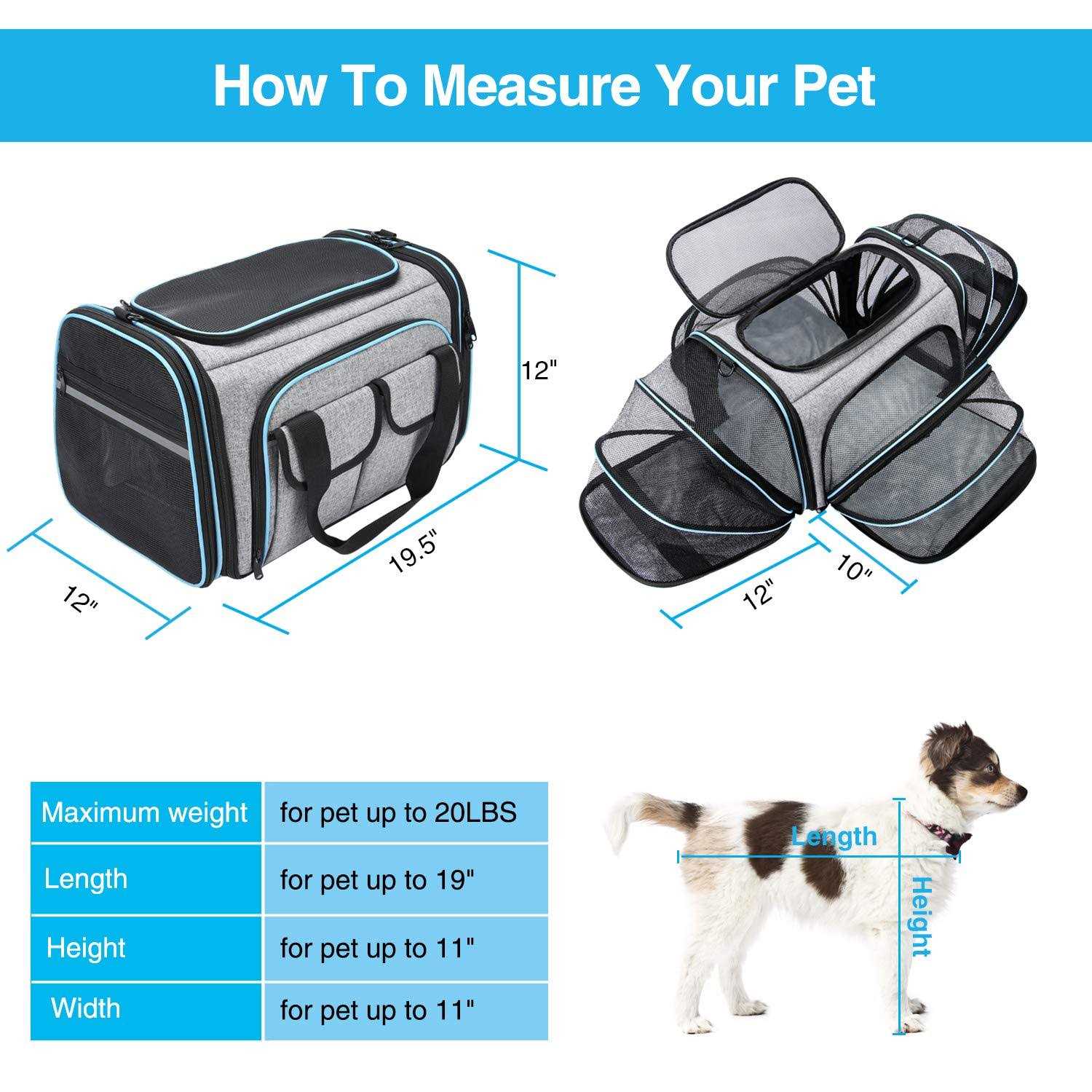 MASKEYON TSA Airline Approved Soft Sided Pet Carrier 4 Expandable Large Travel Carrier Collapsible with 3 Removable Washable - Pet Supplies online store