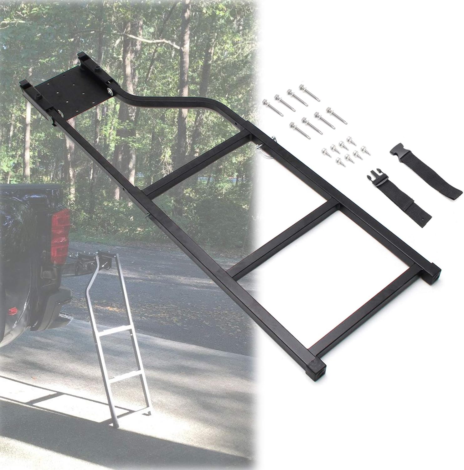 KMFCDAE Tailgate Ladder Pickup Truck Accessories Universal Extension Step Ladder with Stainless Steel Self Drilling Hex Screws Pack of 2