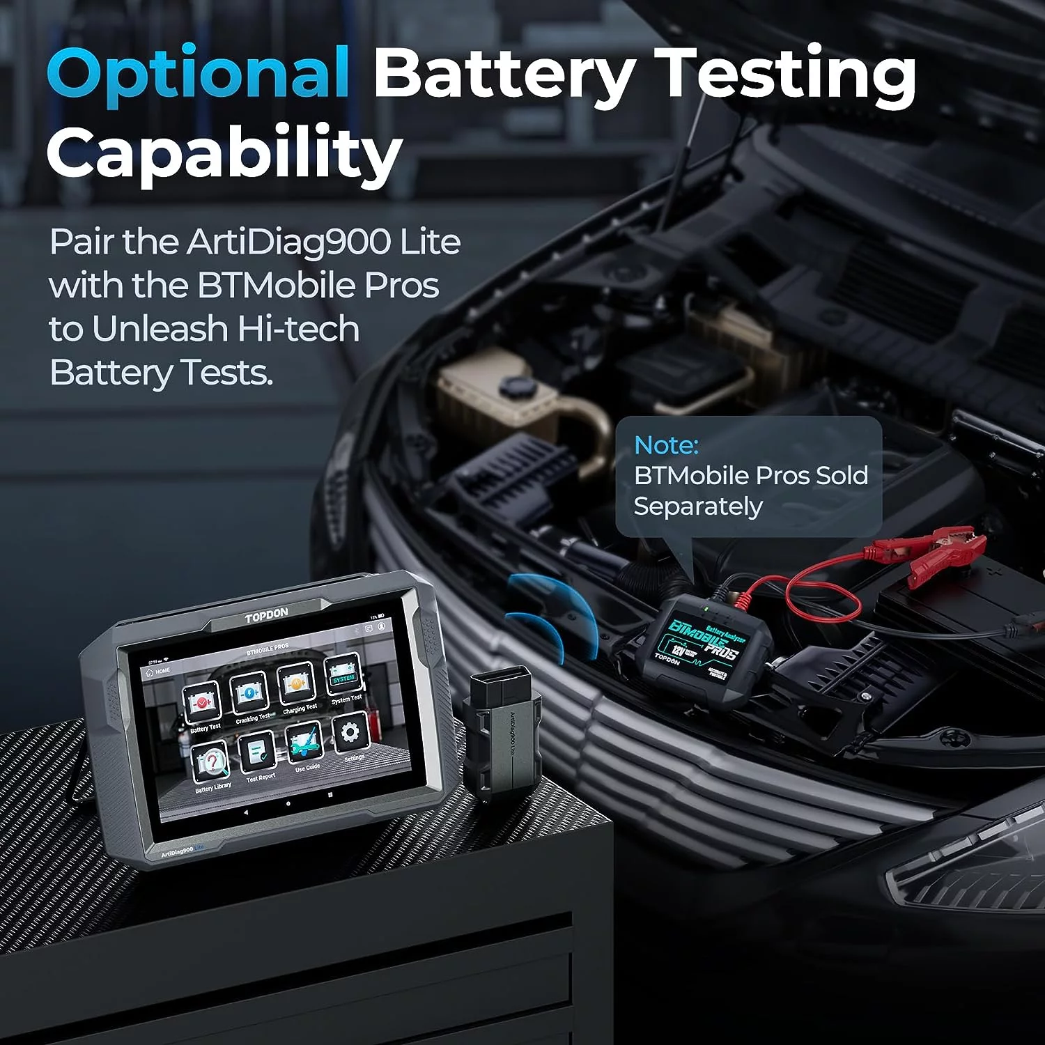 OBD2 Scanner Car Diagnostic Scan Tool TOPDON ArtiDiag900 Lite Wireless Bidirectional All System Scanner with Active Test, 8+ Reset Services