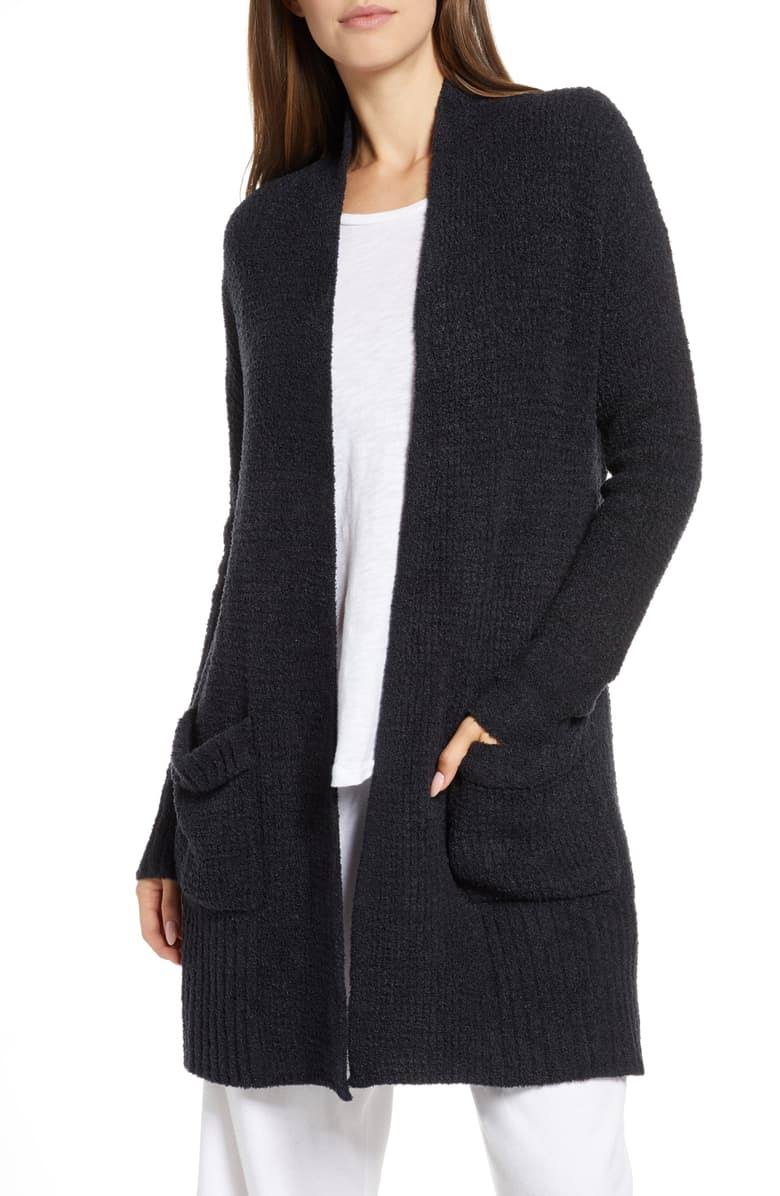 Barefoot Dreams CozyChic Lite Long Weekend Cardi - Black / Small