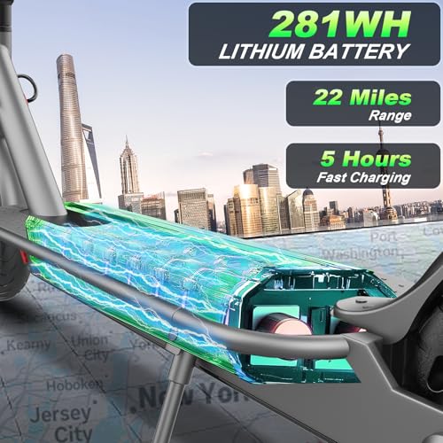 E Scooter for Adults 19-22 MPH 350/500W Motor 281/441Wh Battery,8.5"/10" Tires,Motorized Scooter Up to 22 Miles Range, Foldable Scooter with Double Shock Absorption/Bearing 265 LBS/APP Control