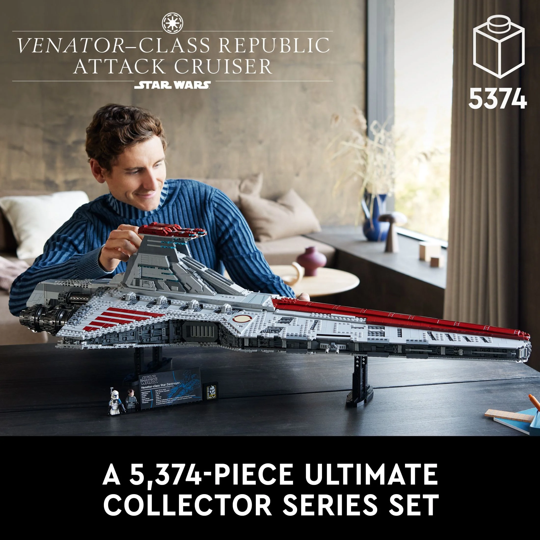 LEGO Star Wars Venator-Class Republic Attack Cruiser, Ultimate Collector Series Building Set for Adults with Captain Rex Minifigure, Star Wars Gift, The Clone Wars Activity for Stress Relief, 75367