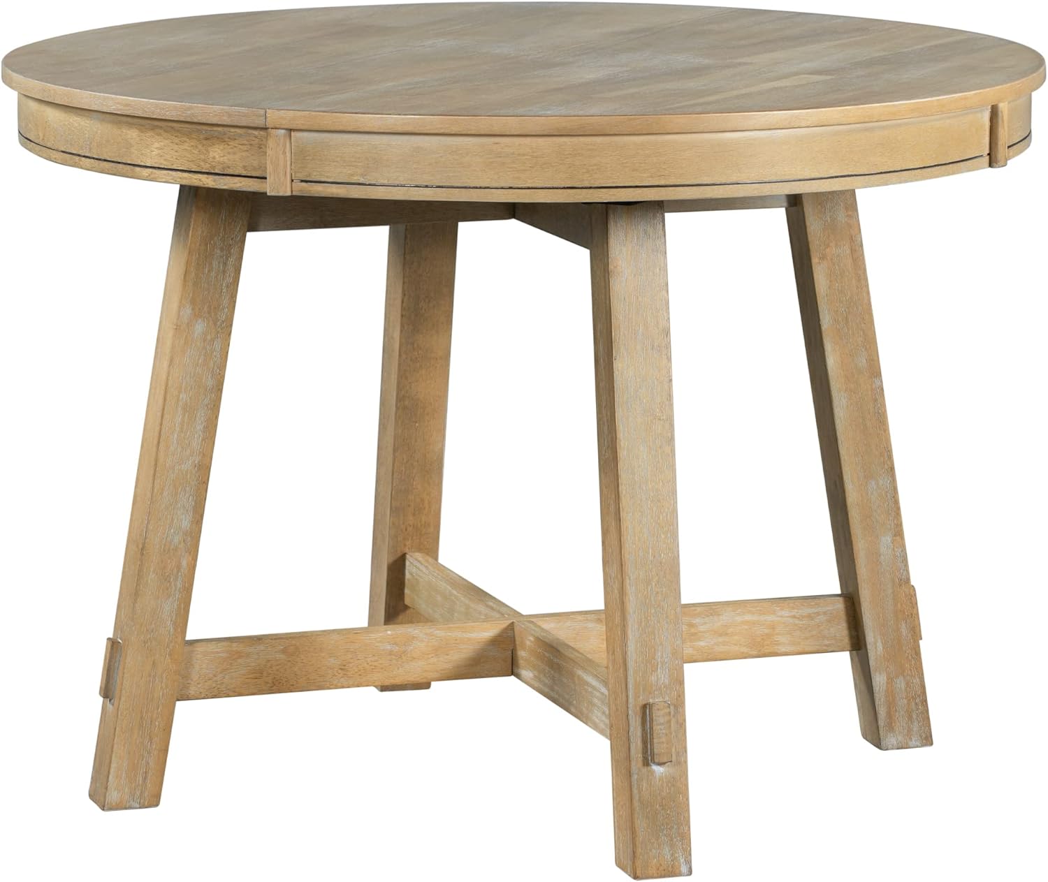 Gecheer Farmhouse Round Extendable Dining Table with 16" Leaf Wood Kitchen Table (Natural Wood Wash)