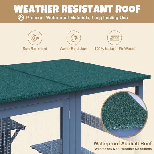 Catio Outdoor Cat Enclosure Large Walk in Cat Cage, Outdoor/Indoor Cat Catio for Multiple Cats with Waterproof Roof, 5 Platforms, 2 Resting Box, Cat Scratching Post