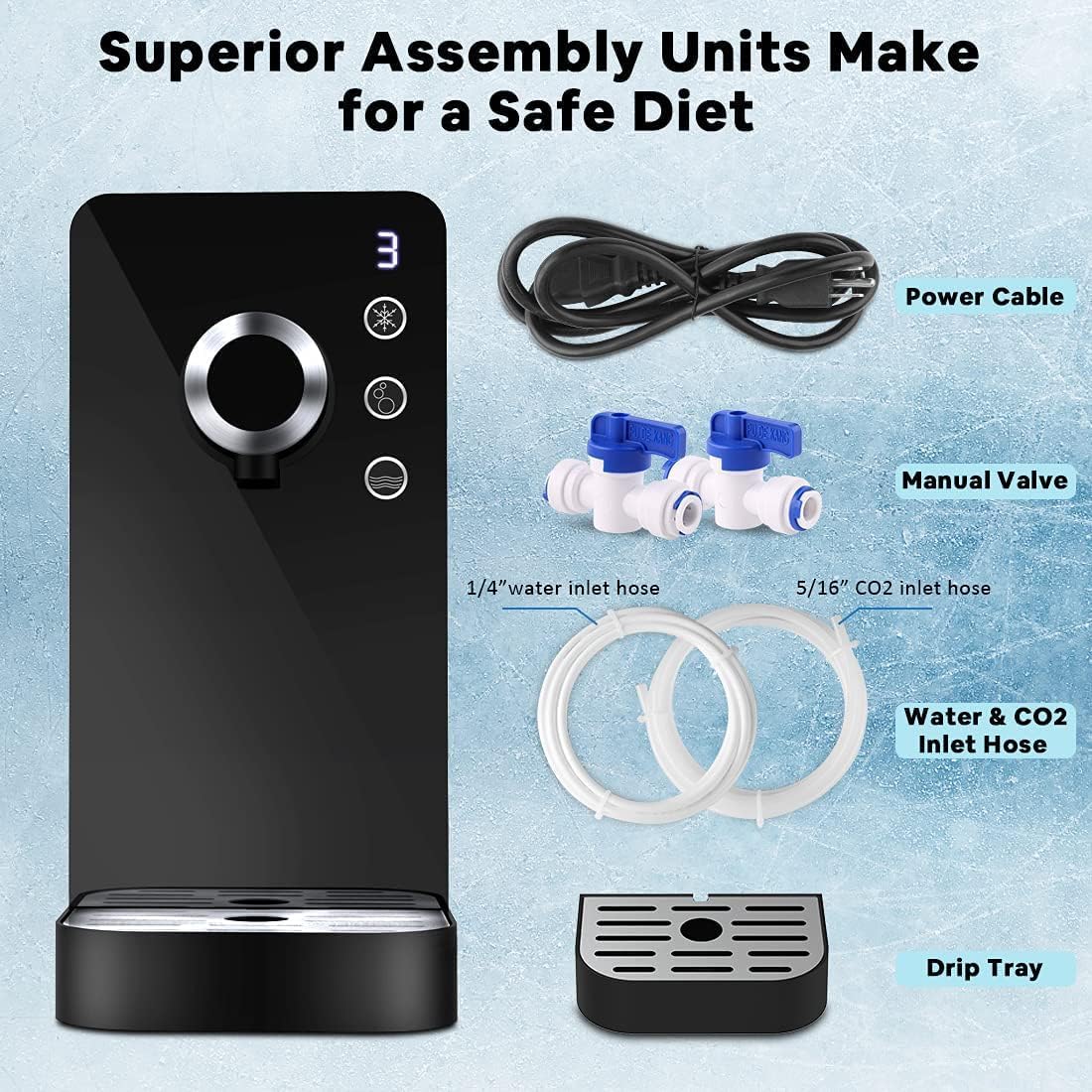 LifePlus Sparkling Water Maker, Electric Soda Maker Available for Personal & Commercial Use, 3-mode Water Dispenser, Untraditional Smart for Home, Bar, Gym, Office & Restaurant, Black