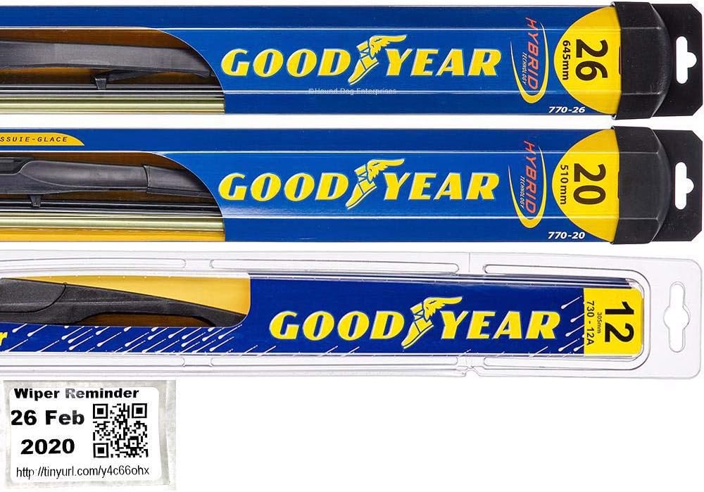 Windshield Wiper Blade Set/Kit/Bundle for 2008-2019 Toyota Highlander - Driver, Passenger Blade & Rear Blade & Reminder Sticker (Hybrid with Goodyear Rear) Pack of 2