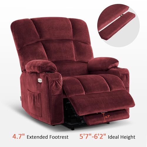 MCombo Large Dual Motor Power Lift Recliner Chair for Elderly, Massage and Heat, Lay Flat, Zero Gravity, Home Button, USB Port, Fabric 7680 (Large, Beige)