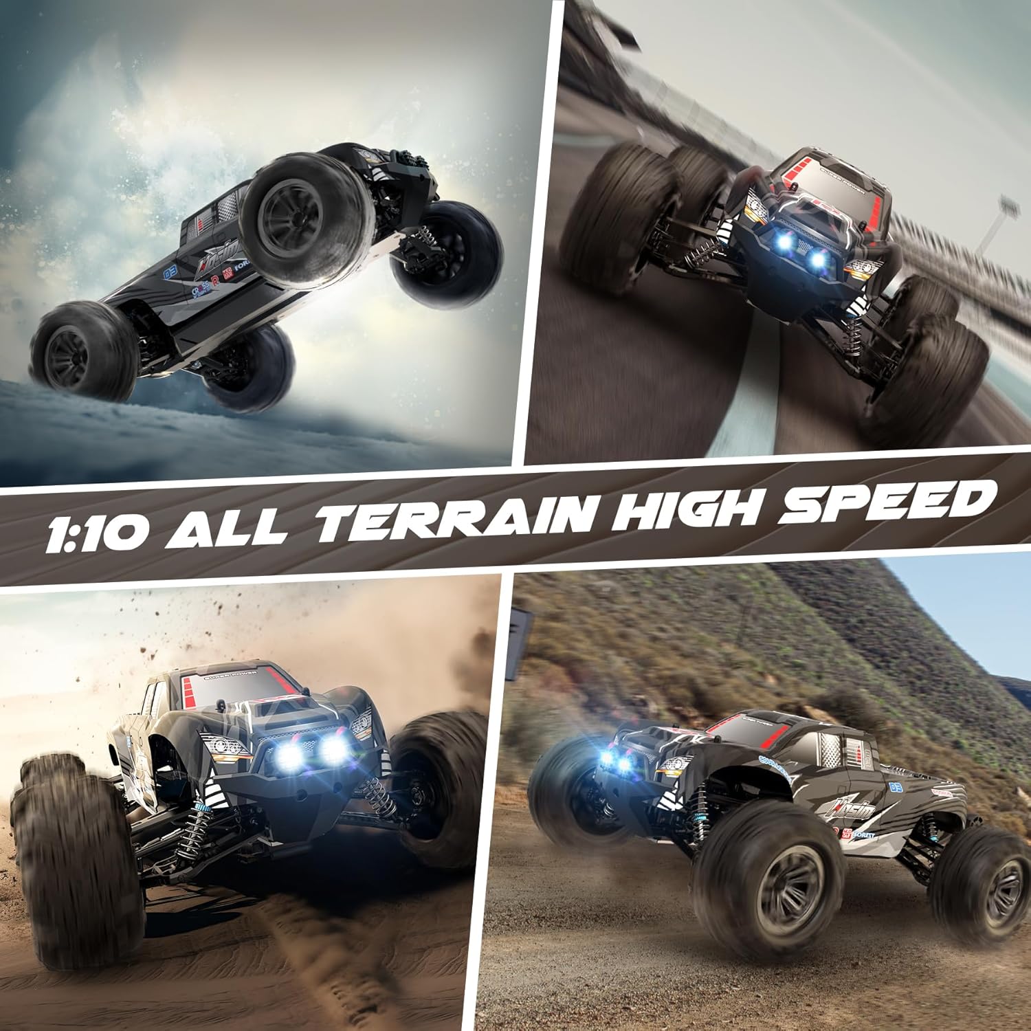 Hosim 1:10 Scale 48+ KMH Remote Control Car & 1:10 Scale 60+KMH Brushless Rc Cars for Adults Boys