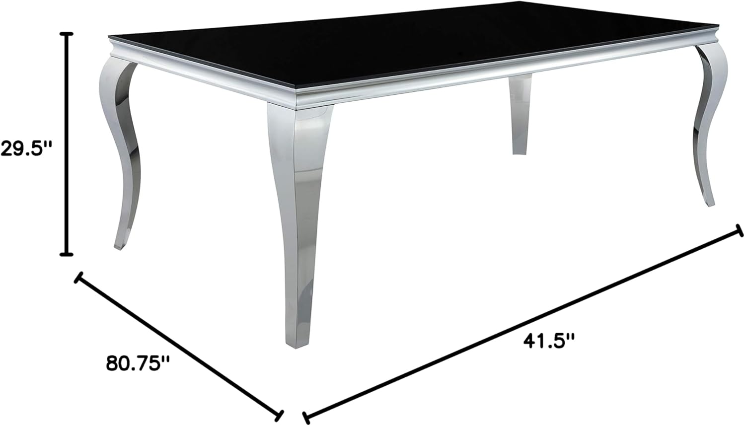 Coaster Furniture Carone Rectangular Glass Top Black and Chrome Dining Table 115071