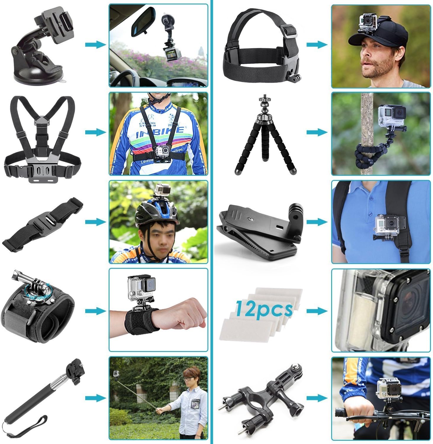 GoPro HERO8 Black Digital Action Camera - Waterproof, Touch Screen, 4K UHD Video, 12MP Photos, Live Streaming, Stabilization - with 64GB Memory Card and 50 Piece Accessory Kit - Fully Loaded Bundle