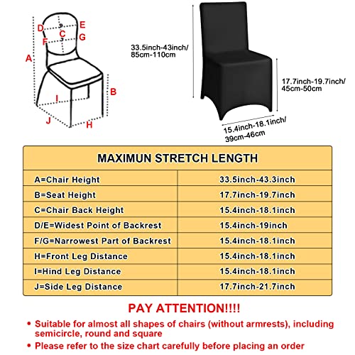 Chumia 50 Sets Chair Covers and Chair Sashes, Spandex Stretch Chair Slipcovers with Shiny Sparkly Chair Bands Bows for Wedding Party Banquet Dining Chair Decor (Black,Rose Red)