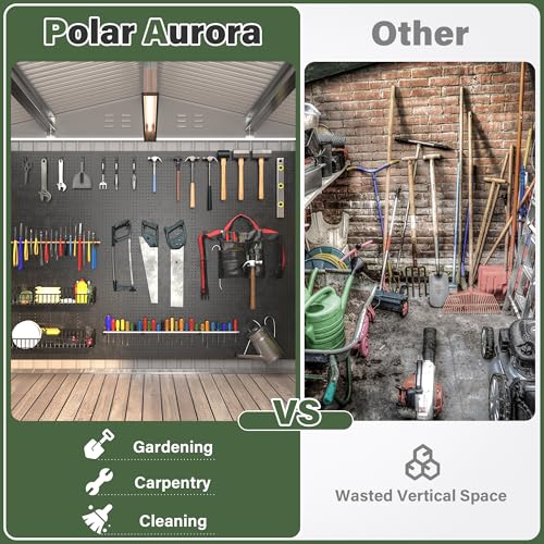 Polar Aurora 10x14 Outdoor Storage Shed, Garden Shed with Updated Frame Structure and Lockable Doors, Metal Tool Sheds for Backyard Garden Patio Lawn, White