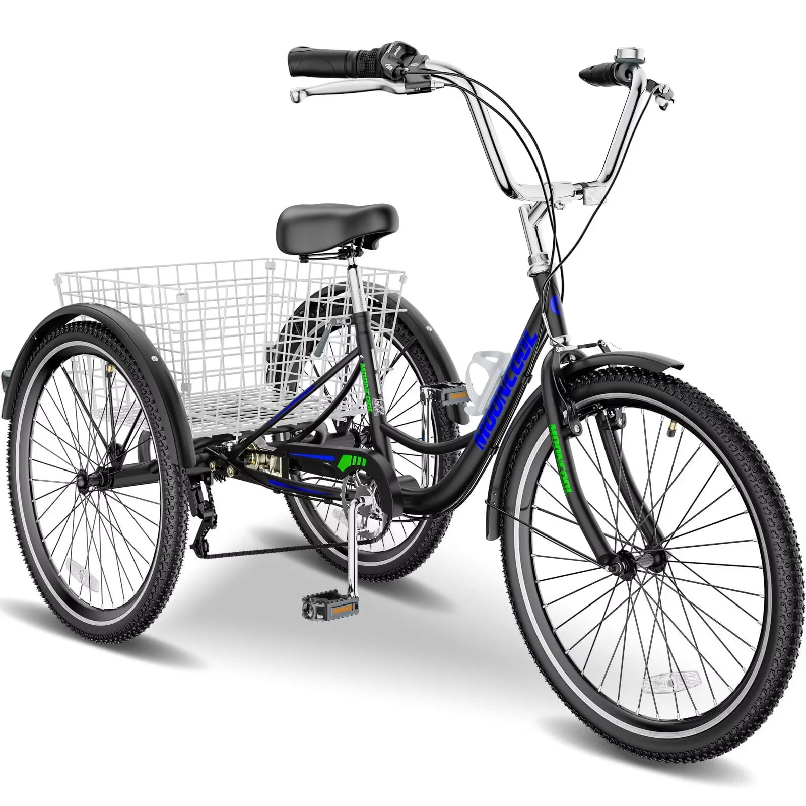 FICISOG 26 Adult Tricycle, 3 Wheel 7 Speed Bikes,450lbs Capacity Cruise Trike with Shopping Basket