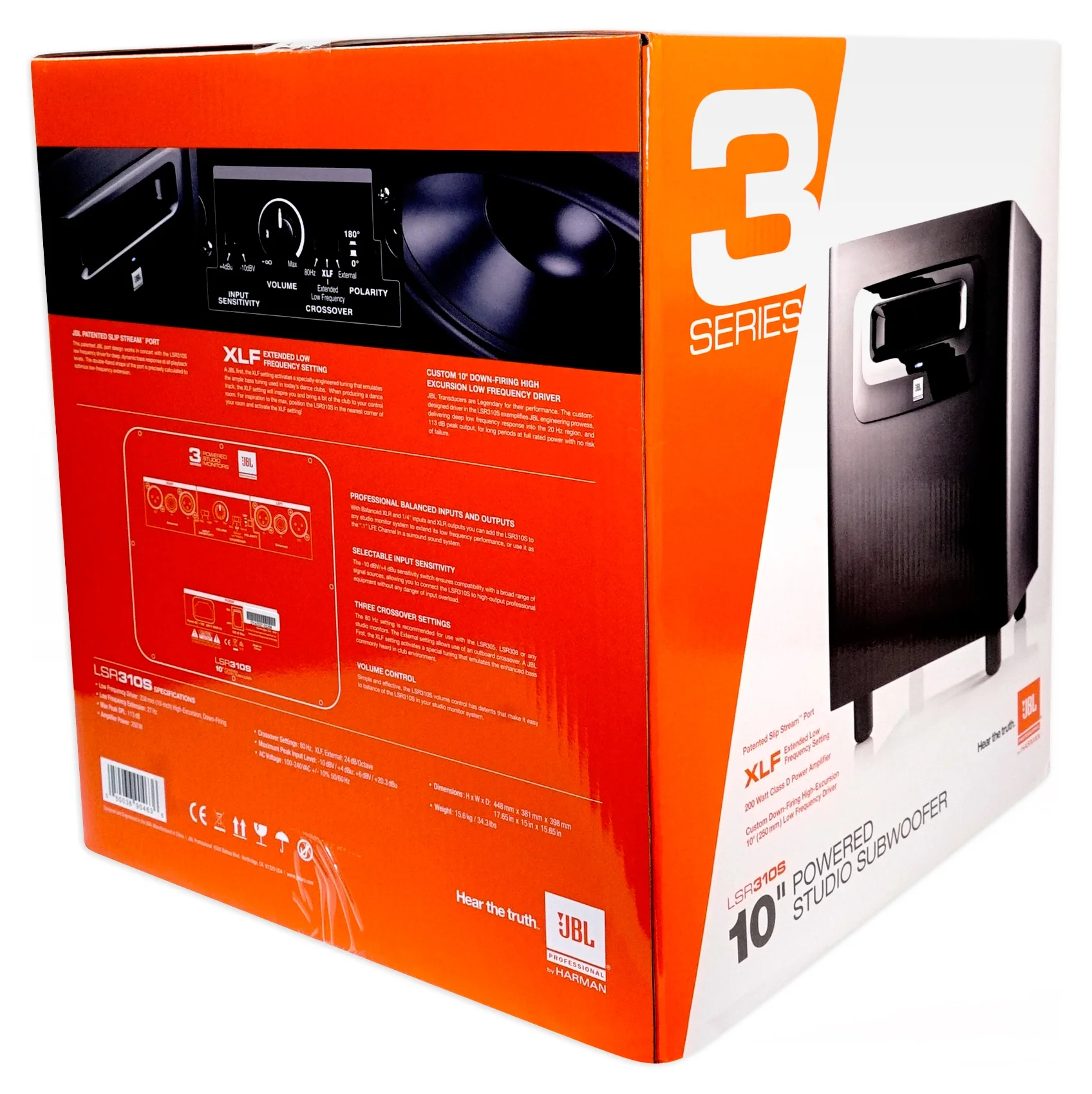 JBL LSR310S 10" 200w Powered Subwoofer Ported Studio Sub+Mic+Headphones+Riser