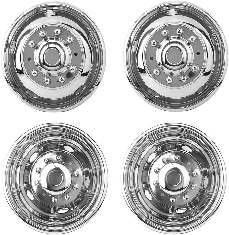 Kucaruce Set of 4 19.5 10 Lug Wheel Skins Hub Caps Rim Covers Stainless Steel Wheel Simulators For 2008-2020 R_a_m 4500 5500 Pickup