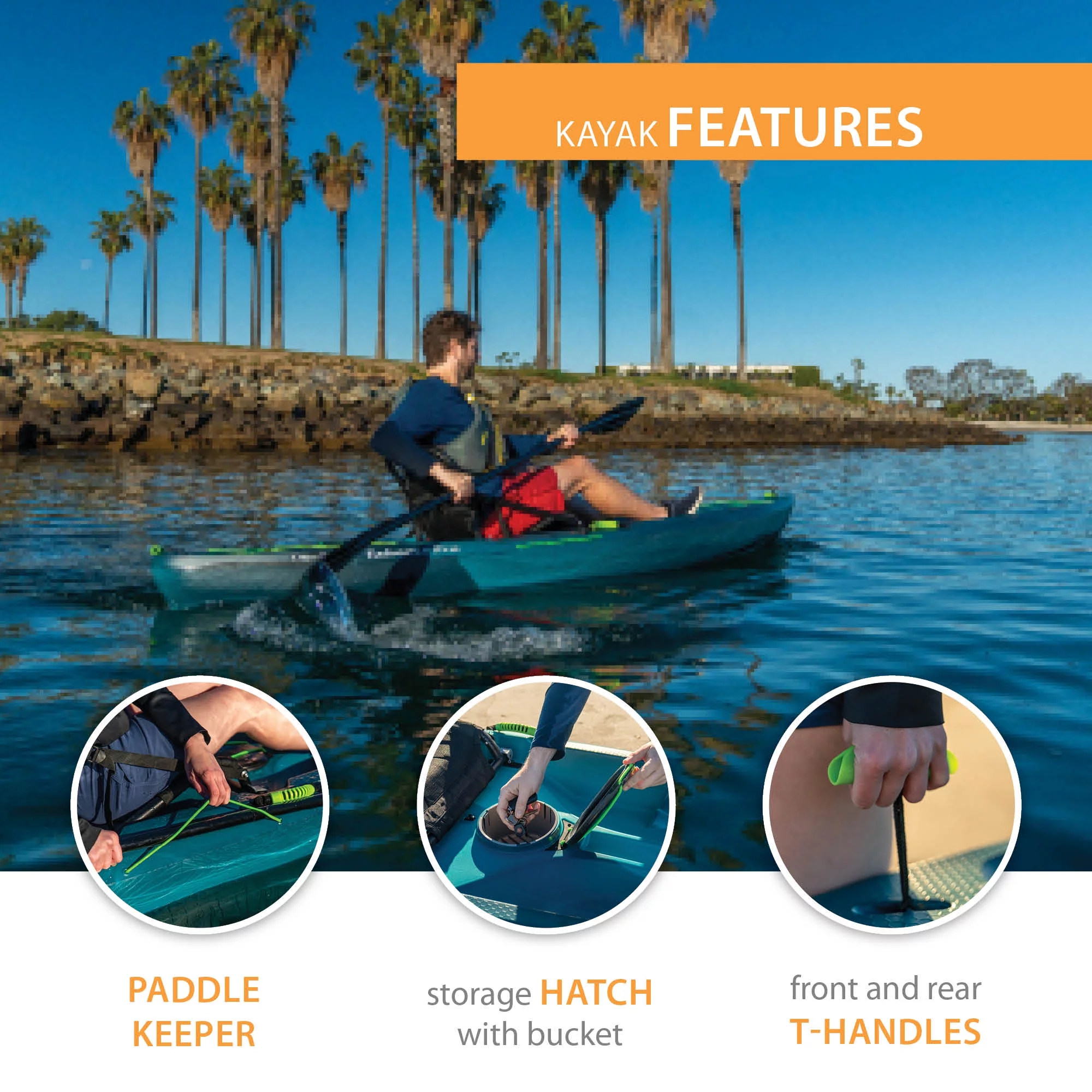 Lifetime Tahoma Pro 123 inch Sit-on-Top Kayak, Aurora Fusion (91191)