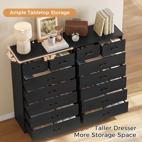 Hasuit Tall Dresser for Bedroom, White Large Chest of Drawers, 55.6'' High Dressers with 7 Drawers, Modern Wooden Vertical Storage Clothes Closet Organizer