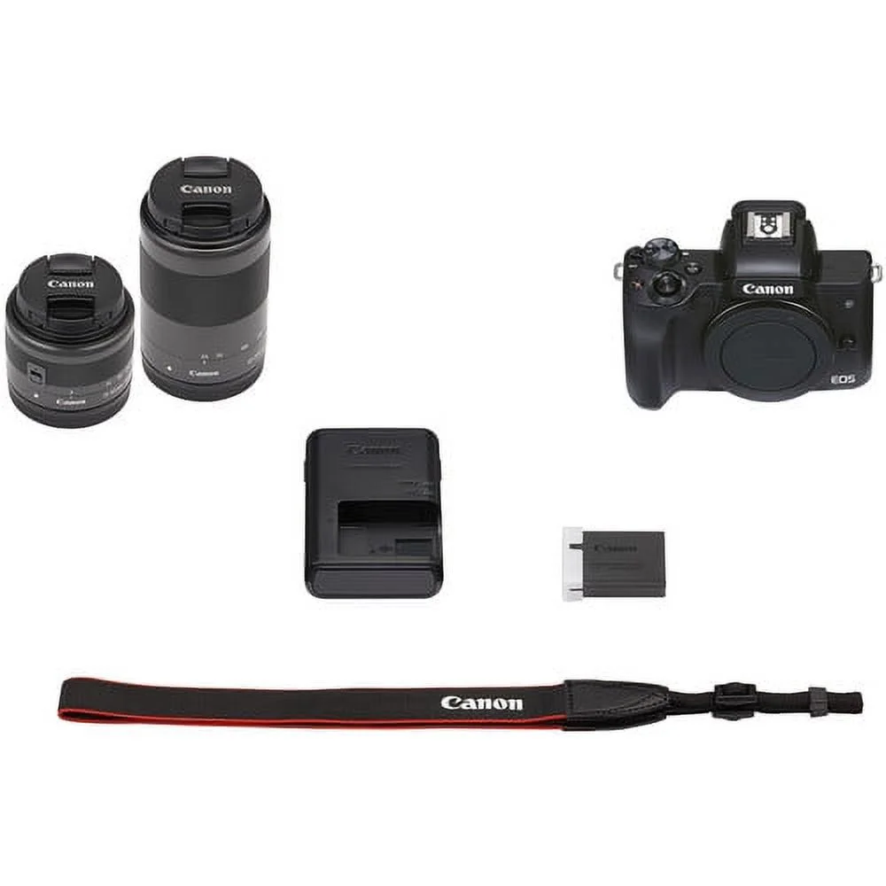 Canon EOS M50 Mark II Mirrorless Camera with 15-45mm and 55-200mm IS STM Lenses (Black) (4728C014) +Deal-expo Essential Bundle