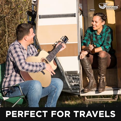 Solid Sitka Travel Guitar – PJ410N Traveling Acoustic Guitar with Collapsible Patented System – Portable Backpack Case (African Mahogany)