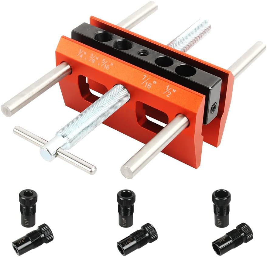 O'SKOOL Self Centering Dowel Jig Kit Drilling Guide Bushings Set Wood Wide Capacity Doweling Jig Puncher Locator Joints Tool