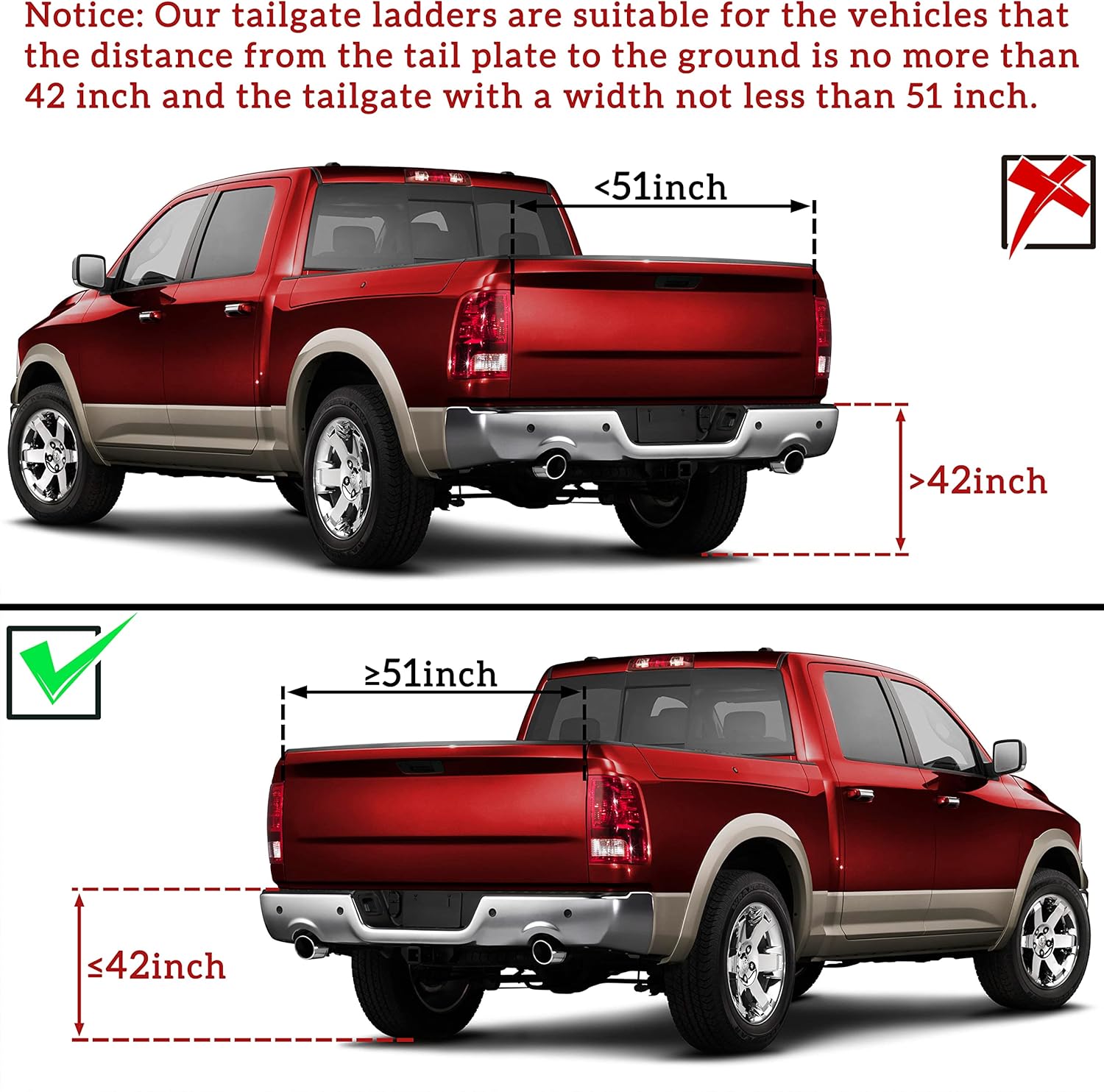 POKIAUTO Universal 42" Foldable Pickup Truck Tailgate Ladder, Heavy Duty Folding Tailgate Step Ladder with Lock Device Universal Fit for Pickup Truck (F150, RAM 1500 etc.) Accessories