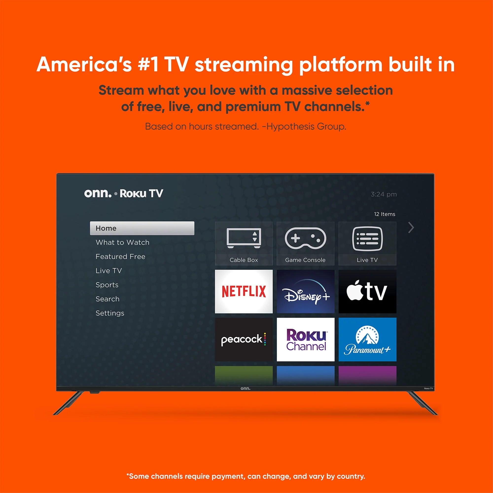 onn. 65” Class 4K UHD (2160P) LED Roku Smart Television HDR (100012587)