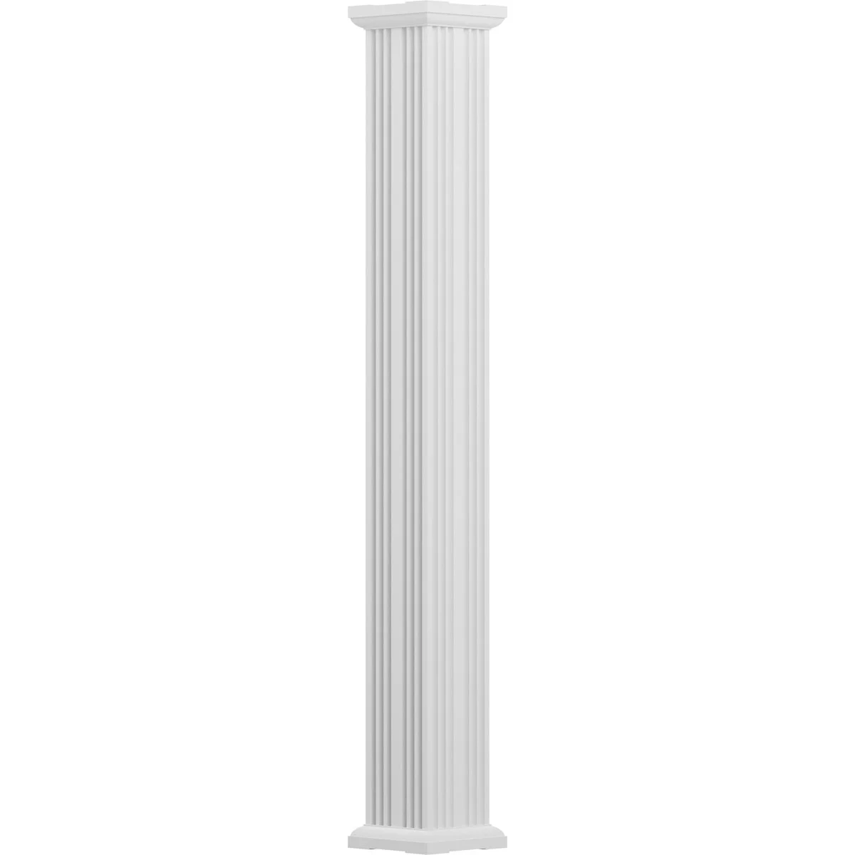 6" x 9' Endura-Aluminum Wellington Style Column, Square Shaft (Load-Bearing 12,000 lbs), Non-Tapered, Gloss White Finish w/ Capital & Base