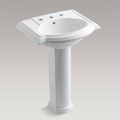Kohler K-2286-8-0 Devonshire 24x22 Pedestal Bathroom Sink - White
