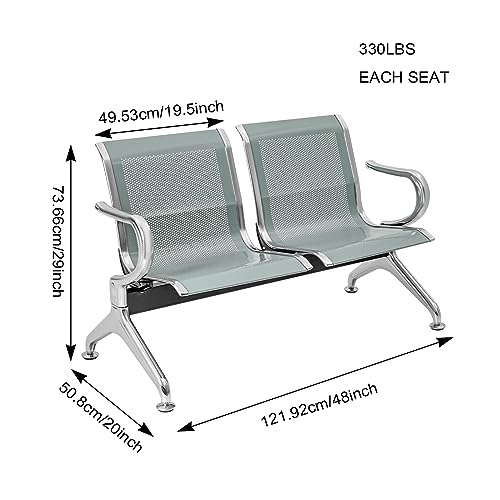 Waiting Room Chairs, 3 Seat Reception Chairs Airport Chair Guest Bench for Office Airport Lobby Hospital (Blue)