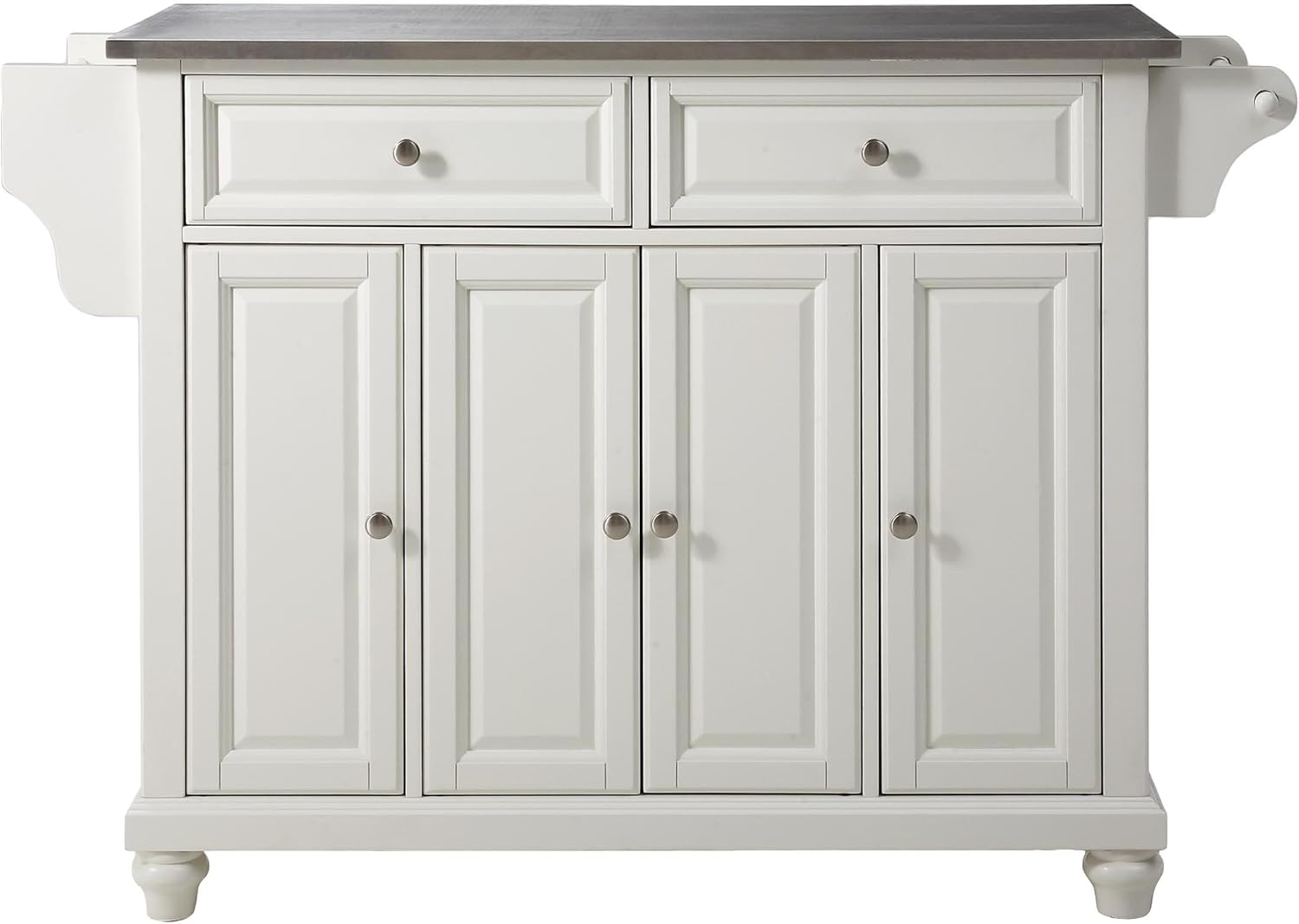Crosley Furniture Cambridge Full Size Kitchen Island with Solid Black Granite Top, White
