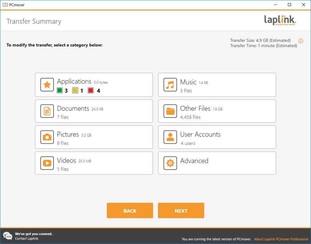 Laplink PCmover Professional | Instant Download | 2 Use | Moves Applications, Files, and Settings to Your New PC