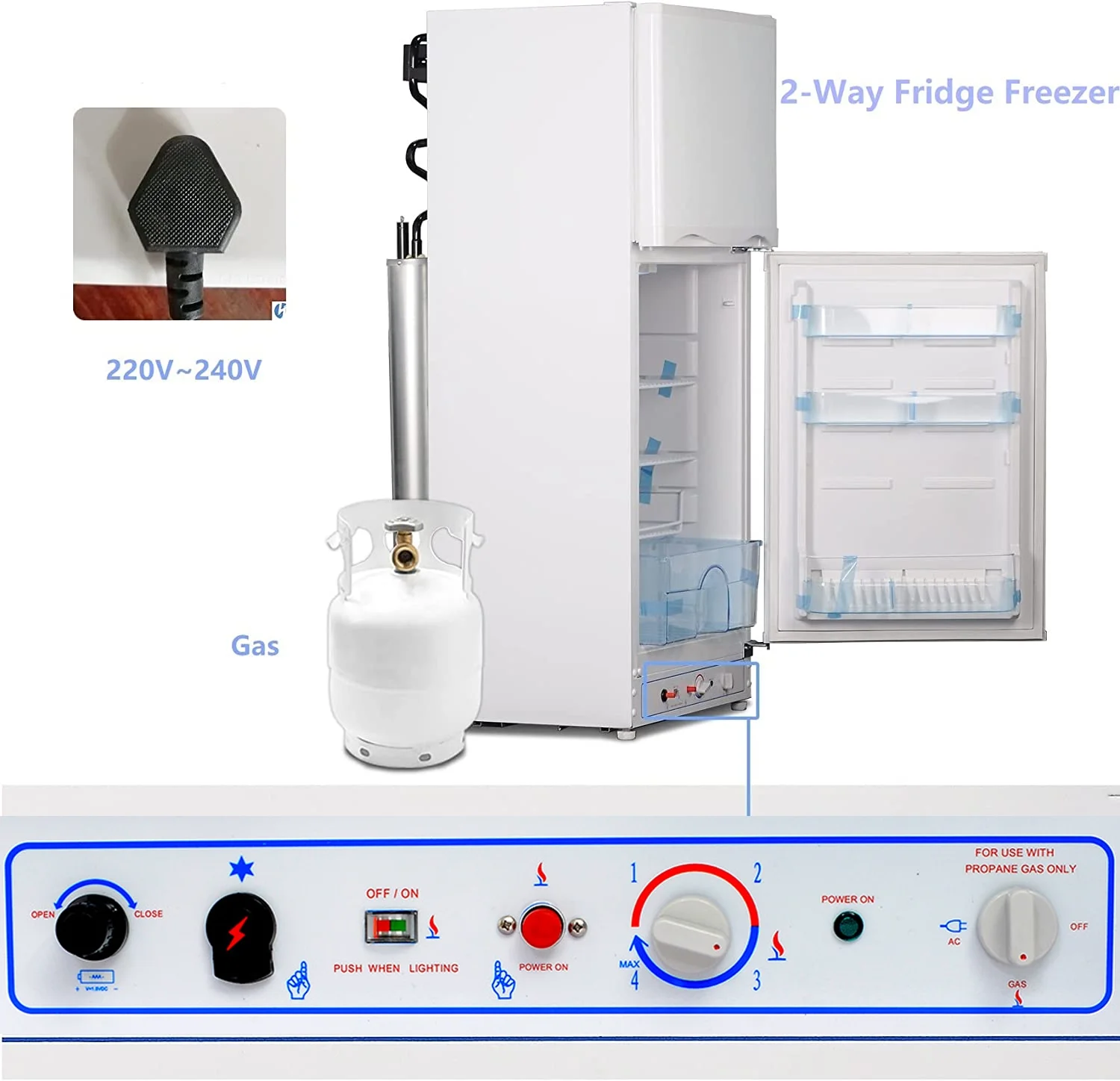 Smad 6.5 Cu ft Propane Refrigerator LPG Cottage Cabin Camper Gas Fridge RV Home