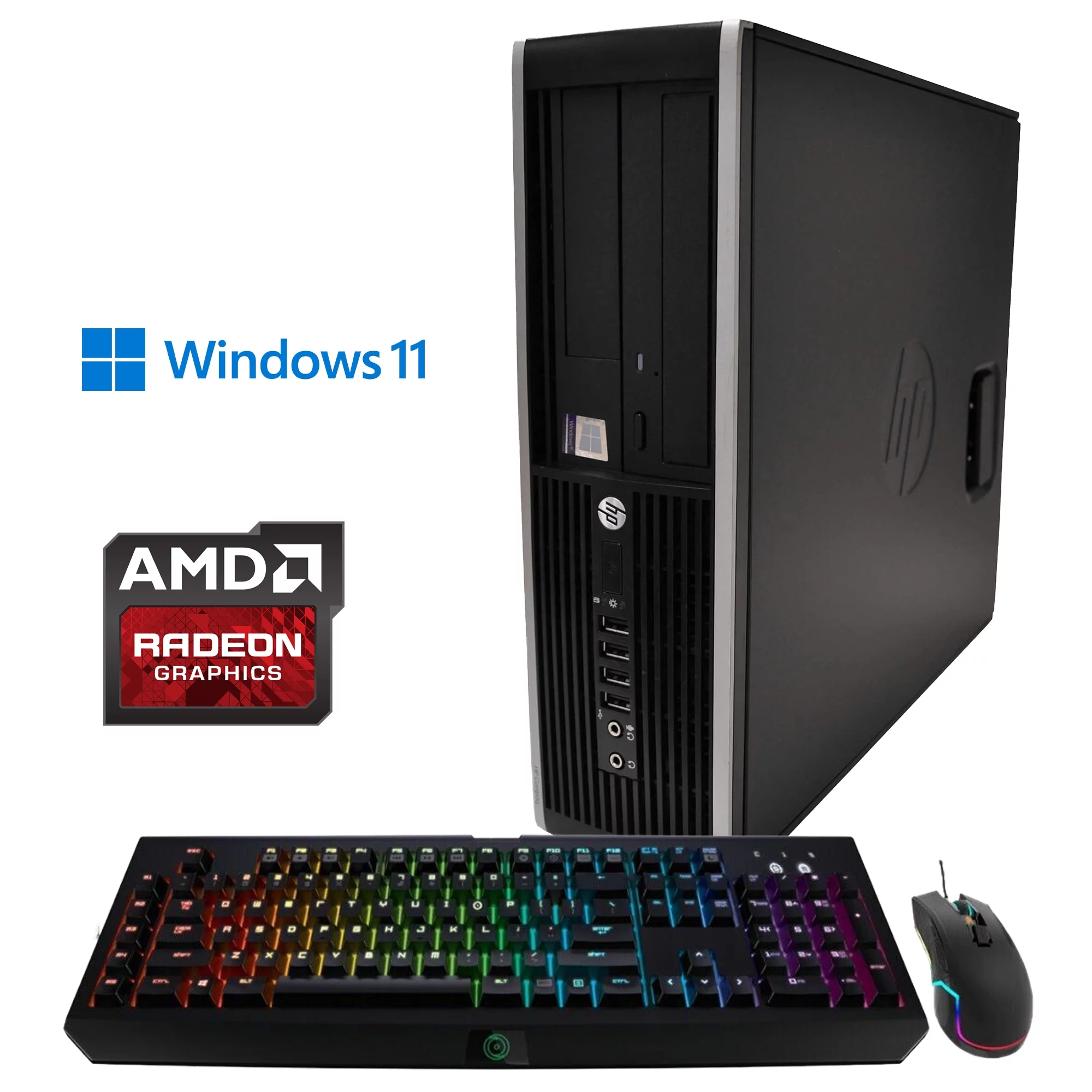Pre-Owned HP 8200 Desktop Computer PC - Intel Quad-Core i5, 250GB HDD, 8GB DDR3 RAM, Windows 10 Pro, DVD, WIFI, 22in Monitor, RGB Keyboard and Mouse (Refurbished: Good)