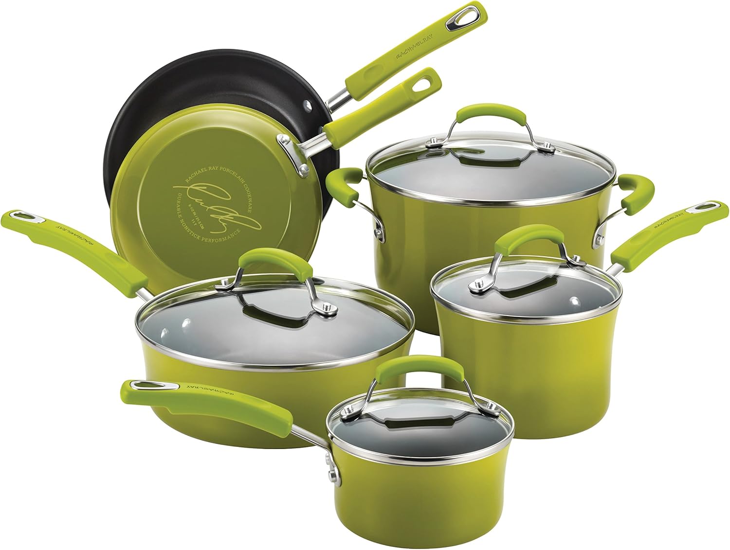 Rachael Ray Brights Nonstick Cookware Pots and Pans Set, 14 Piece, Purple Gradient