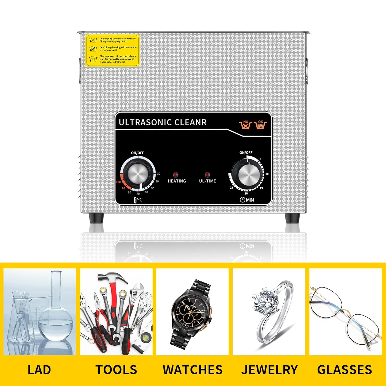 Ultrasonic Cleaner 15L Ultrasonic Cleaners with Heater 360w 40kHz High-Frequency Deep Cleaning Machine for Cleaning, Jewelry, Coins, Metal Small Parts, Circuit Board, Lab Tools, etc