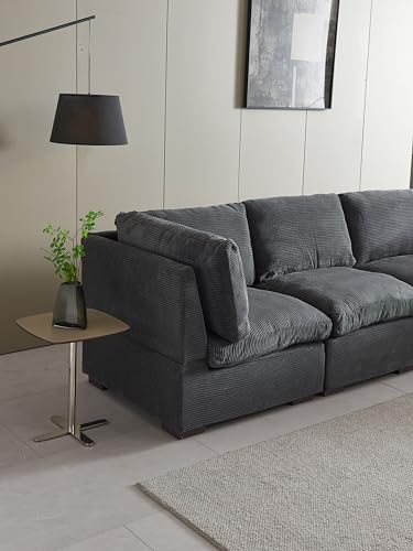 131" Oversized Modular 6 Seaters Cloud Sectional Sofa W/Reversible Chaises, Modern TV Couch L/U Shaped Free Combined Deep Seat Corner Sofa&Couch with Movable Ottoman Coffee Table for Living Room